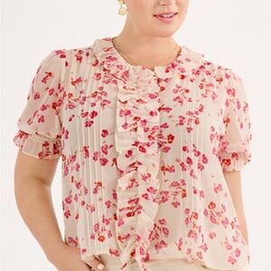 CAbi Cream Puff Sleeve Blouse with Peter Pan Collar